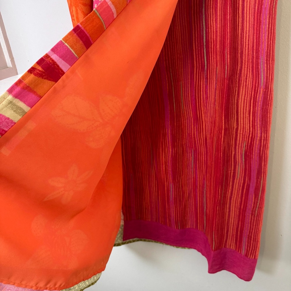 VTG Sigrid Olsen Sport Wrap Skirt Women's Size 12 Orange Pink‎ Floral Tropical - Picture 5 of 11